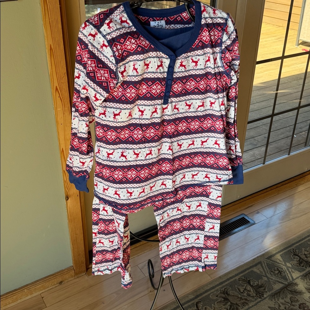 Lanz of Salzburg Reindeer 2pc Sz L‎ pajama set